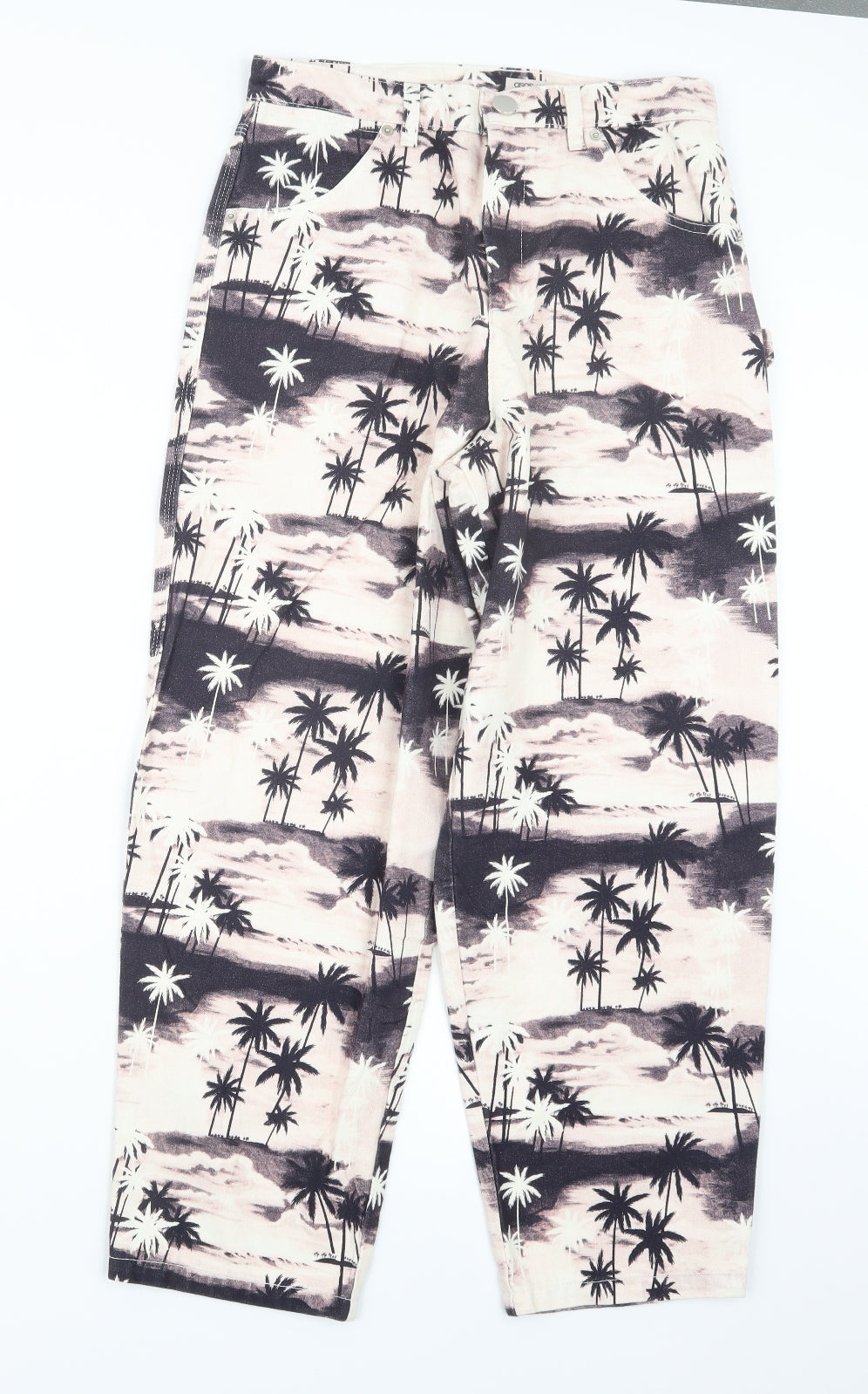 ASOS Womens Pink Geometric Denim Straight Jeans Size 10 L26 in