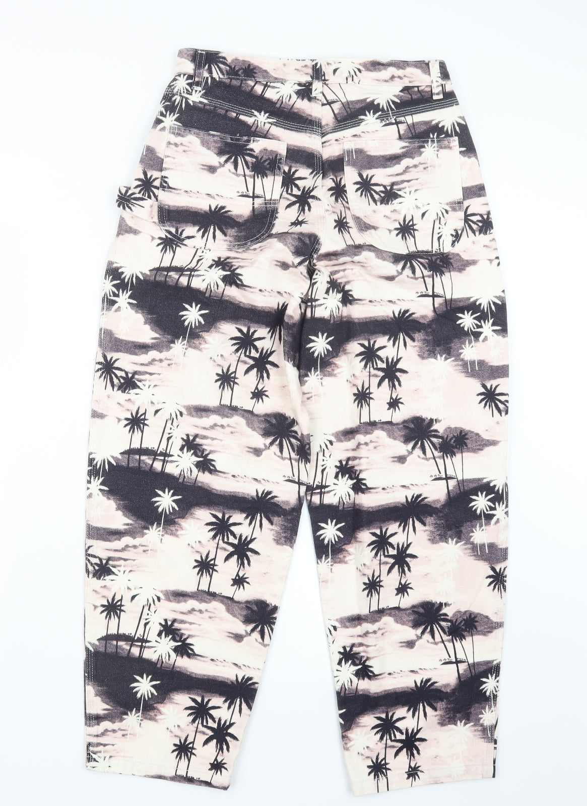 ASOS Womens Pink Geometric Denim Straight Jeans Size 10 L26 in