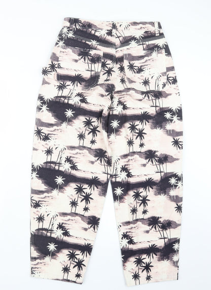 ASOS Womens Pink Geometric Denim Straight Jeans Size 10 L26 in