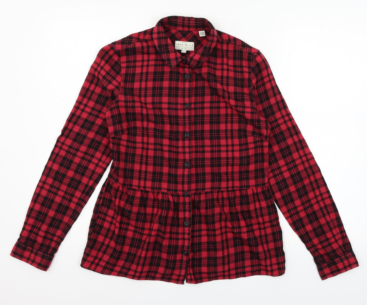Womens UK Size 6 Jack Wills Red Basic Button-Up
