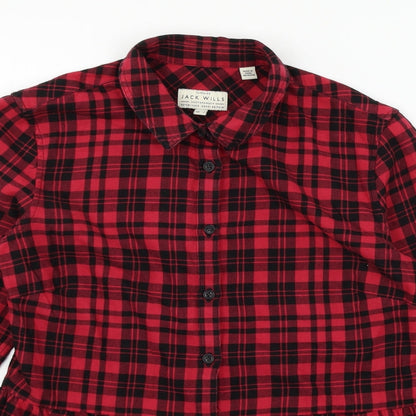 Womens UK Size 6 Jack Wills Red Basic Button-Up