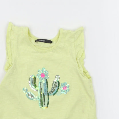 George Girls Yellow  Jersey Basic T-Shirt Size 18-24 Months  - Cacti