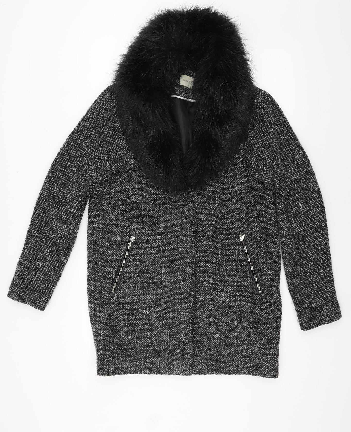 Womens UK Size 8 George Grey Overcoat