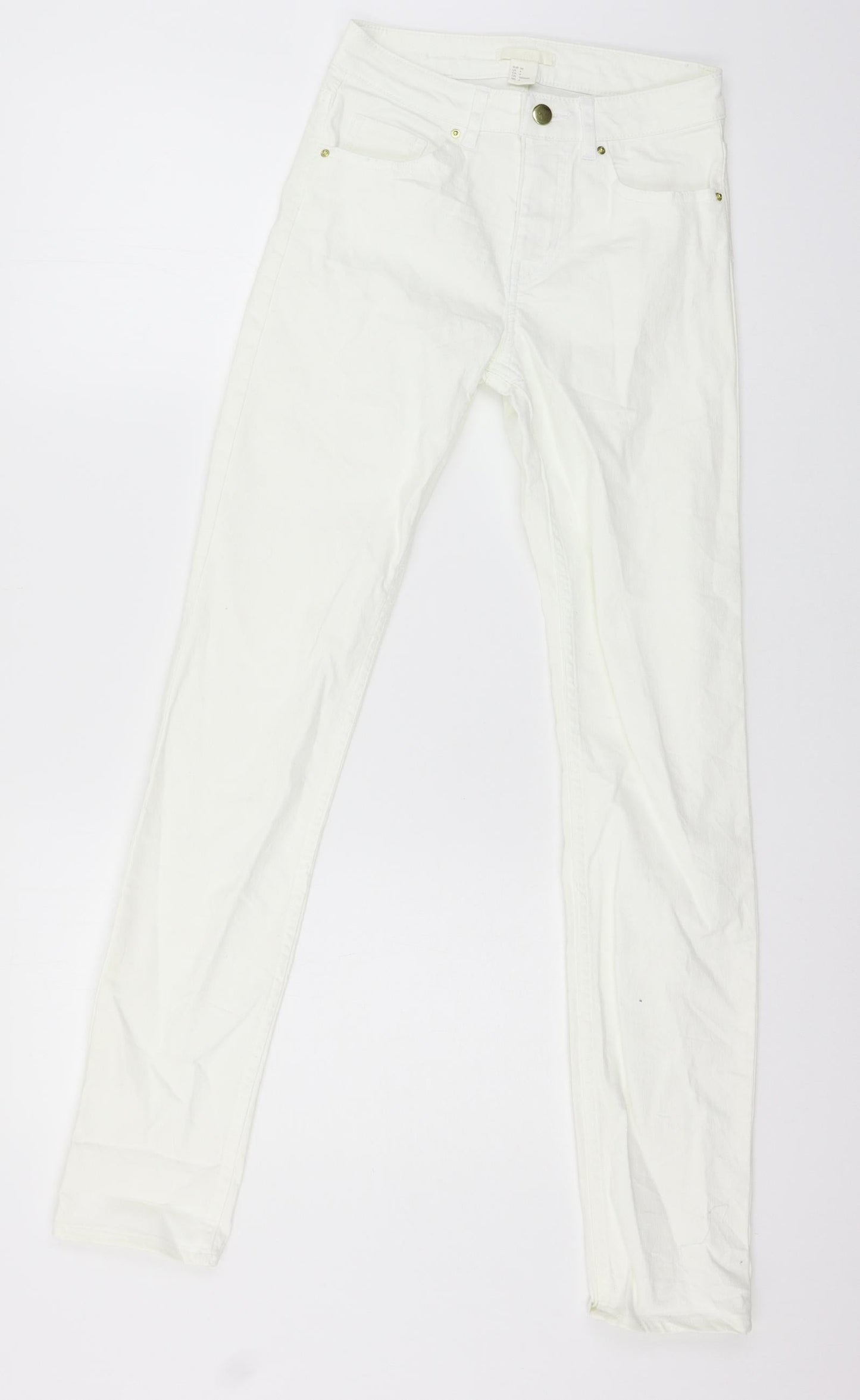Womens UK Size 6 H&M Regular Fit Skinny Ivory Jeans