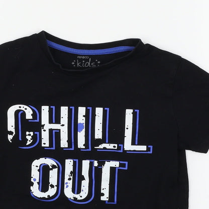 PEP & CO Boys Black  Jersey Basic T-Shirt Size 7-8 Years  - Chill Out