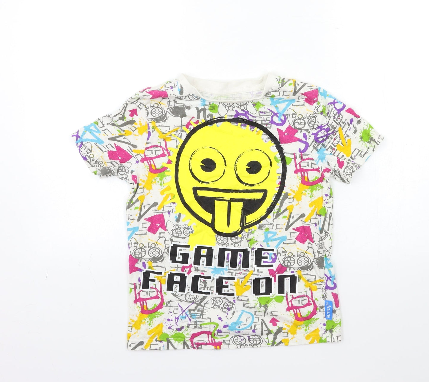 Nutmeg Girls White Geometric  Basic T-Shirt Size 9-10 Years