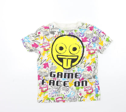 Nutmeg Girls White Geometric  Basic T-Shirt Size 9-10 Years