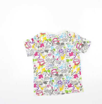 Nutmeg Girls White Geometric  Basic T-Shirt Size 9-10 Years