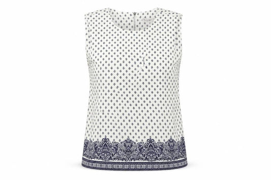 Eliane Rose Womens White Geometric  Basic Tank Size 10
