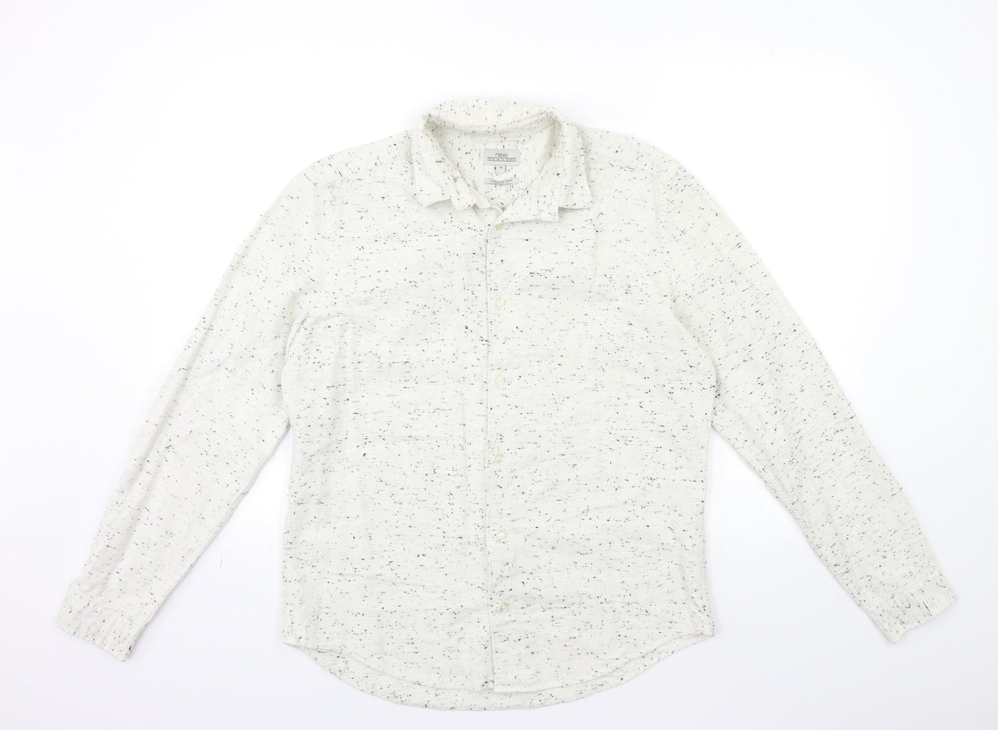 Mens UK Size M NEXT White  Button-Up Long Sleeve Casual Shirt