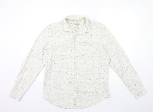Mens UK Size M NEXT White  Button-Up Long Sleeve Casual Shirt