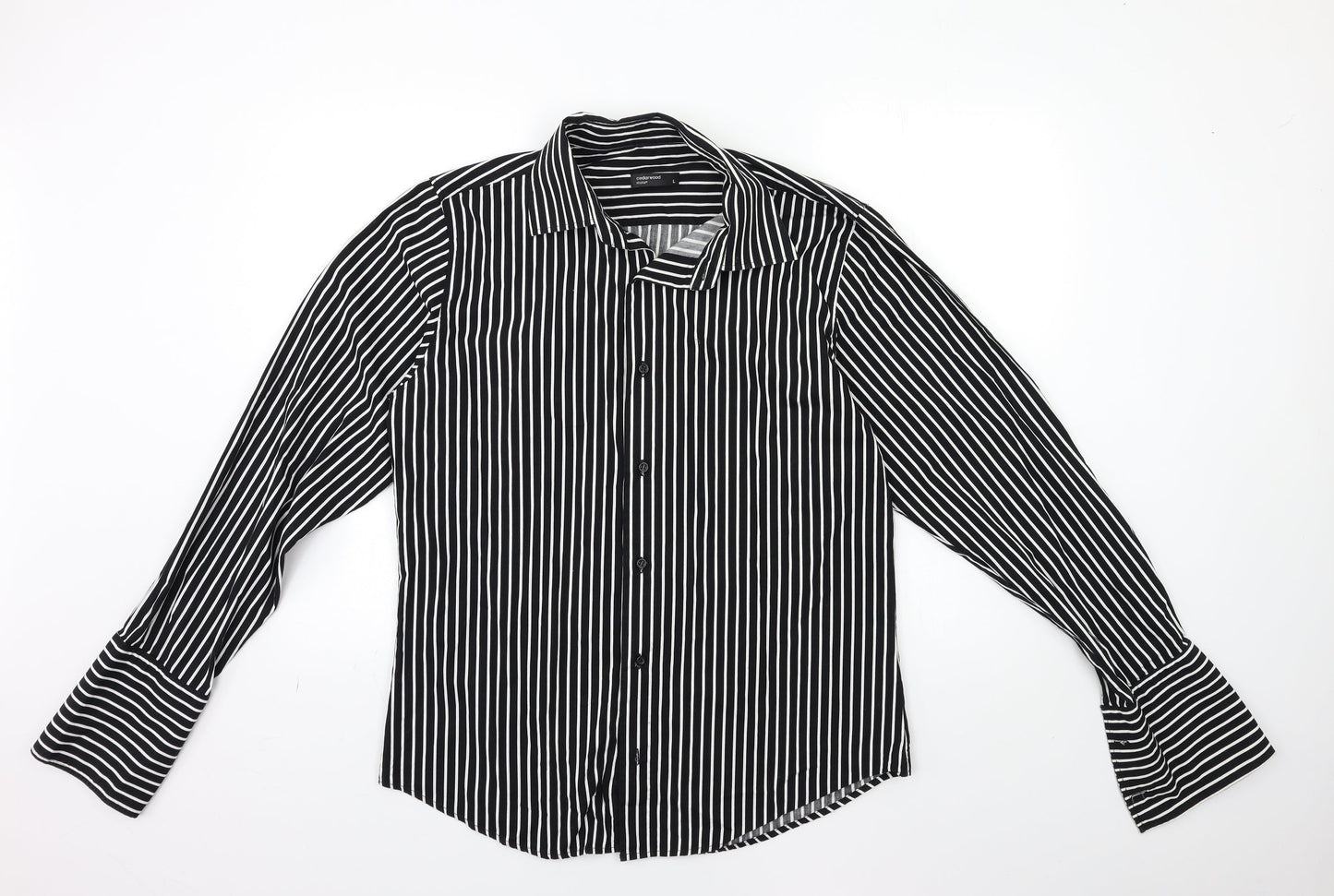 Mens UK Size L Cedar Wood State Black  Button-Up Long Sleeve Casual Shirt