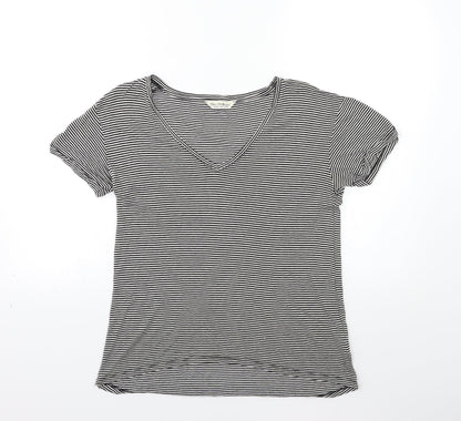 Miss Selfridge Womens Black Striped  Basic T-Shirt Size 10