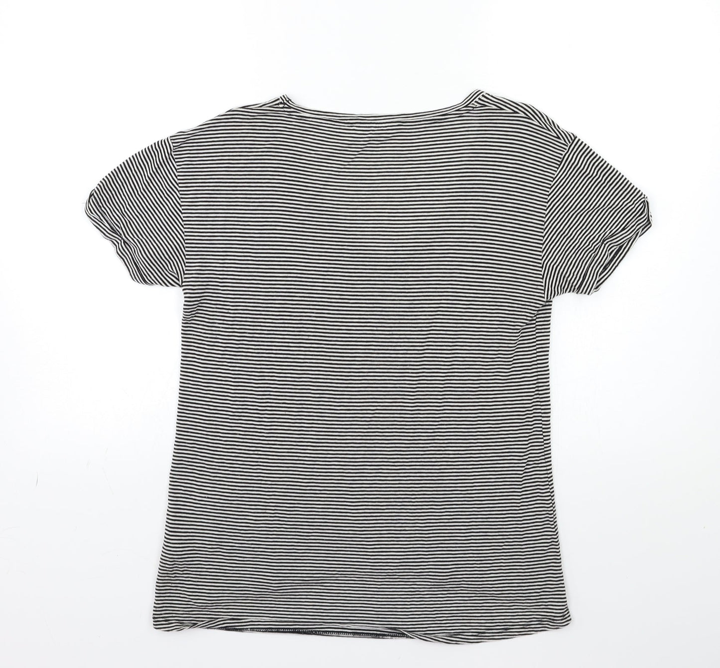 Miss Selfridge Womens Black Striped  Basic T-Shirt Size 10