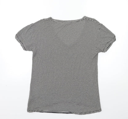 Miss Selfridge Womens Black Striped  Basic T-Shirt Size 10