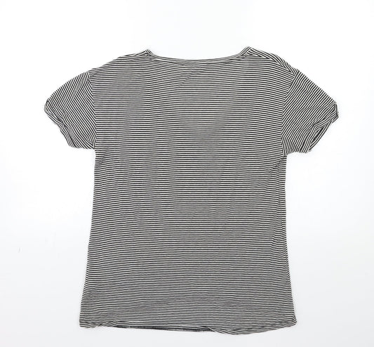 Miss Selfridge Womens Black Striped  Basic T-Shirt Size 10