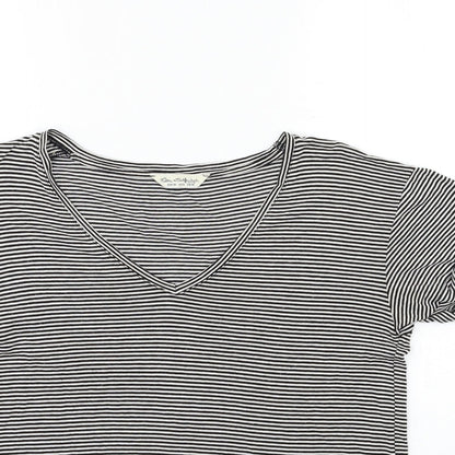 Miss Selfridge Womens Black Striped  Basic T-Shirt Size 10