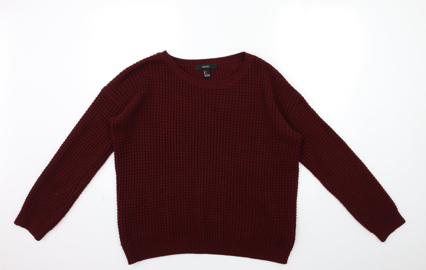 FOREVER 21 Womens Red  Knit Pullover Jumper Size L