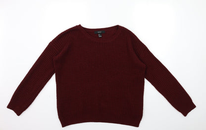 FOREVER 21 Womens Red  Knit Pullover Jumper Size L