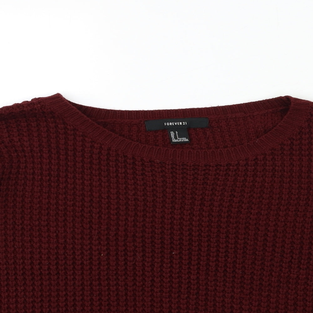 FOREVER 21 Womens Red  Knit Pullover Jumper Size L