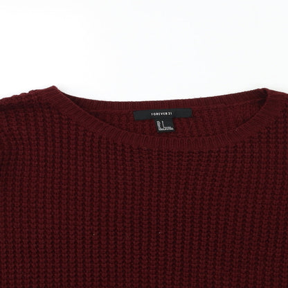 FOREVER 21 Womens Red  Knit Pullover Jumper Size L
