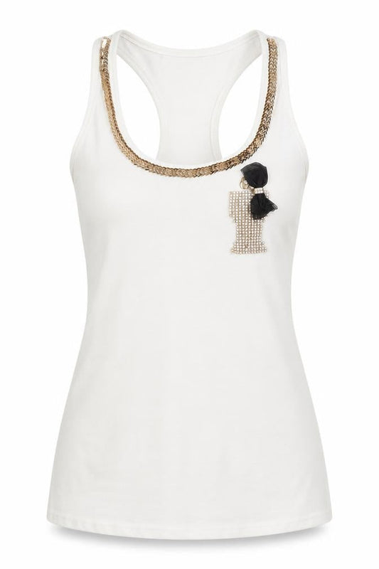 Womens UK Size S Cameo Rose White Basic Tank