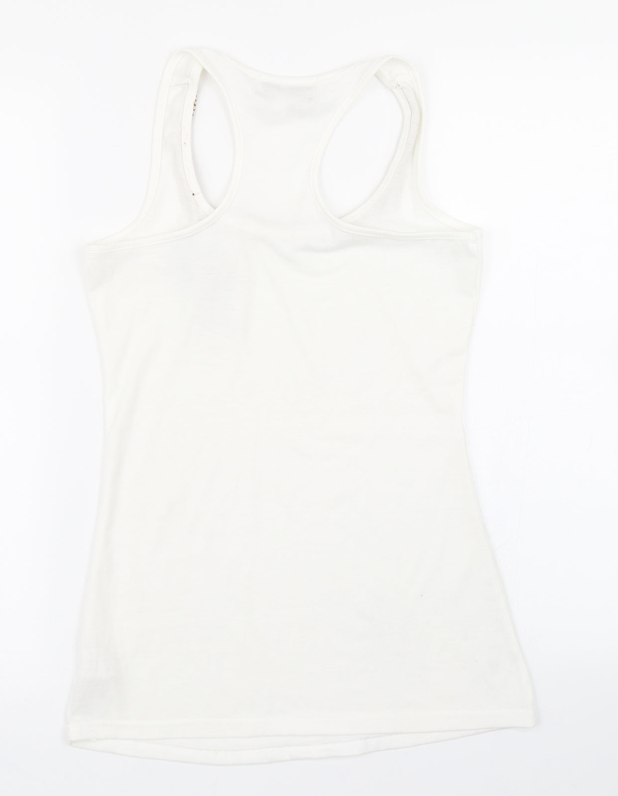Womens UK Size S Cameo Rose White Basic Tank