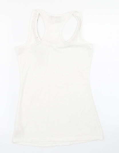 Womens UK Size S Cameo Rose White Basic Tank