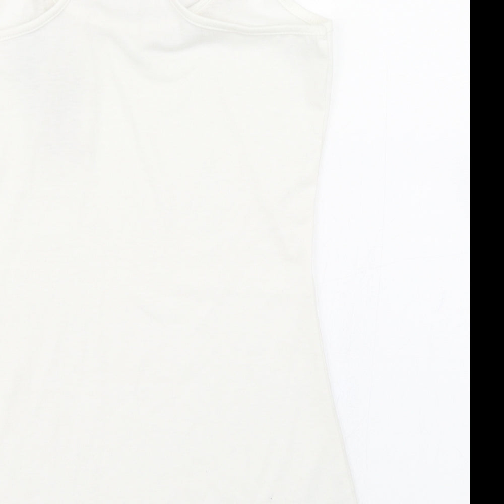 Womens UK Size S Cameo Rose White Basic Tank