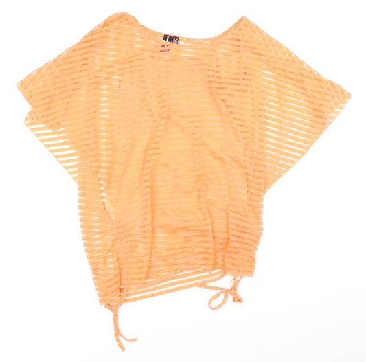Izabel Womens Orange Striped  Basic Blouse Size 8