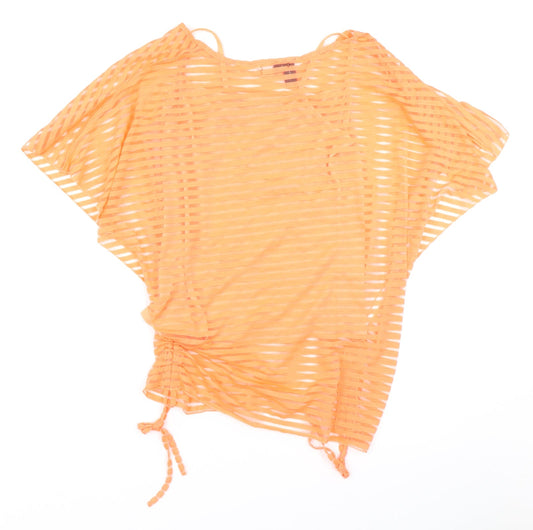 Izabel Womens Orange Striped  Basic Blouse Size 8