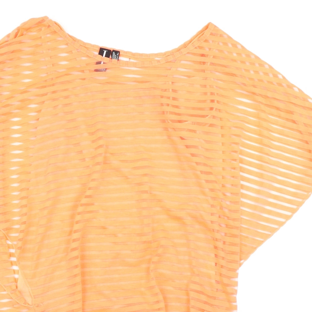 Izabel Womens Orange Striped  Basic Blouse Size 8