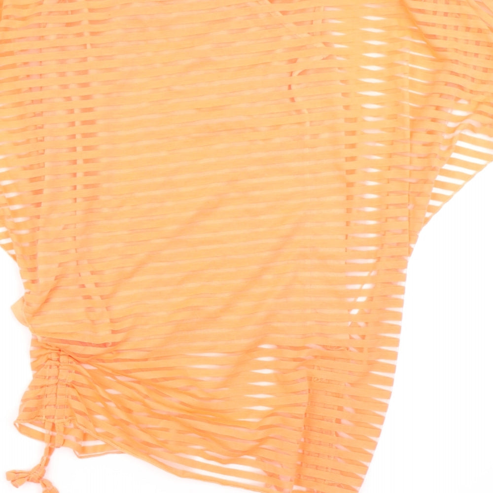 Izabel Womens Orange Striped  Basic Blouse Size 8