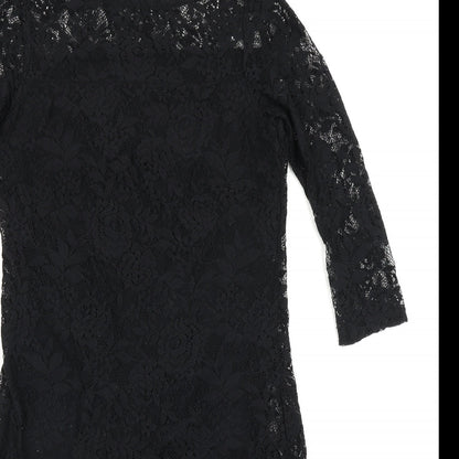 TU Womens Black Floral  Bodycon  Size 8