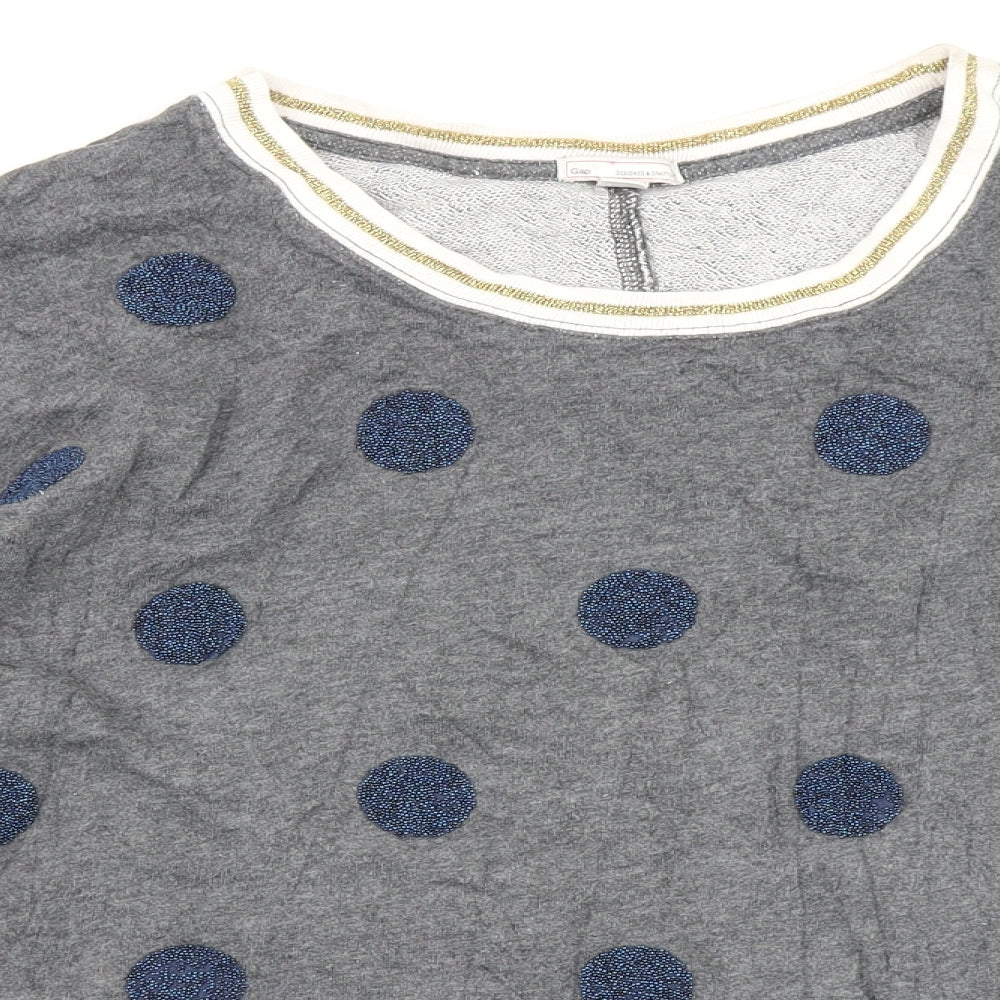 Gap Womens Grey Polka Dot  Pullover Sweatshirt Size XL
