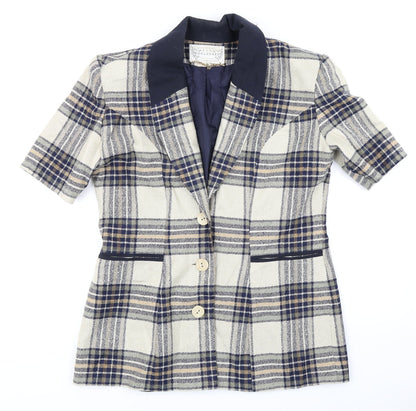 Boulevard Womens Beige Plaid  Jacket Blazer Size 14