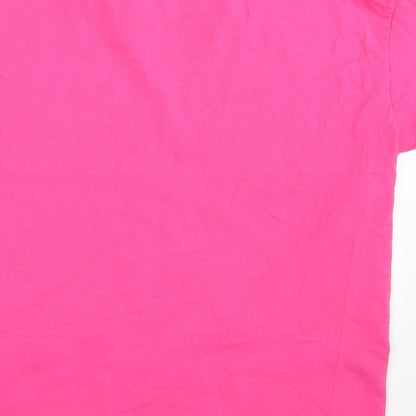 Womens UK Size S Fruit of the Loom Pink Basic T-Shirt