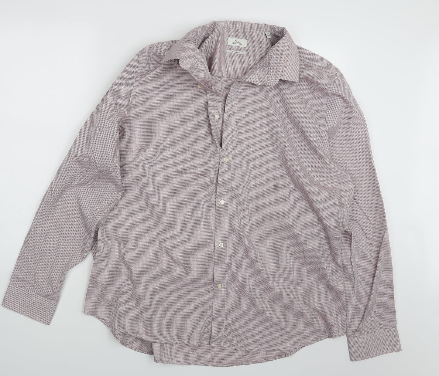 Mens UK Size 18 NEXT Pink  Button-Up Long Sleeve Casual Shirt
