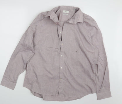 Mens UK Size 18 NEXT Pink  Button-Up Long Sleeve Casual Shirt