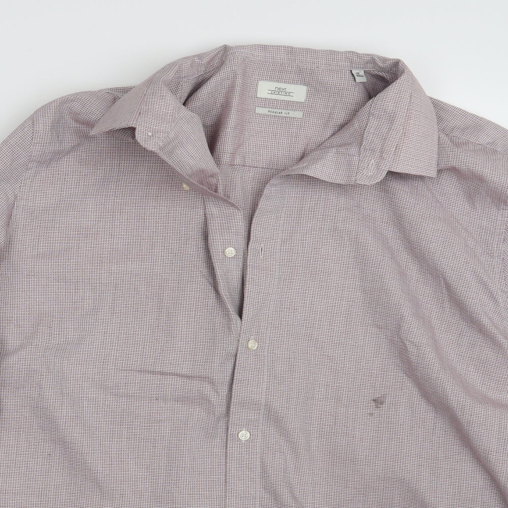 Mens UK Size 18 NEXT Pink  Button-Up Long Sleeve Casual Shirt