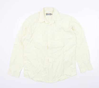 Mens UK Size 38 M&S Beige  Button-Up Long Sleeve Casual Shirt