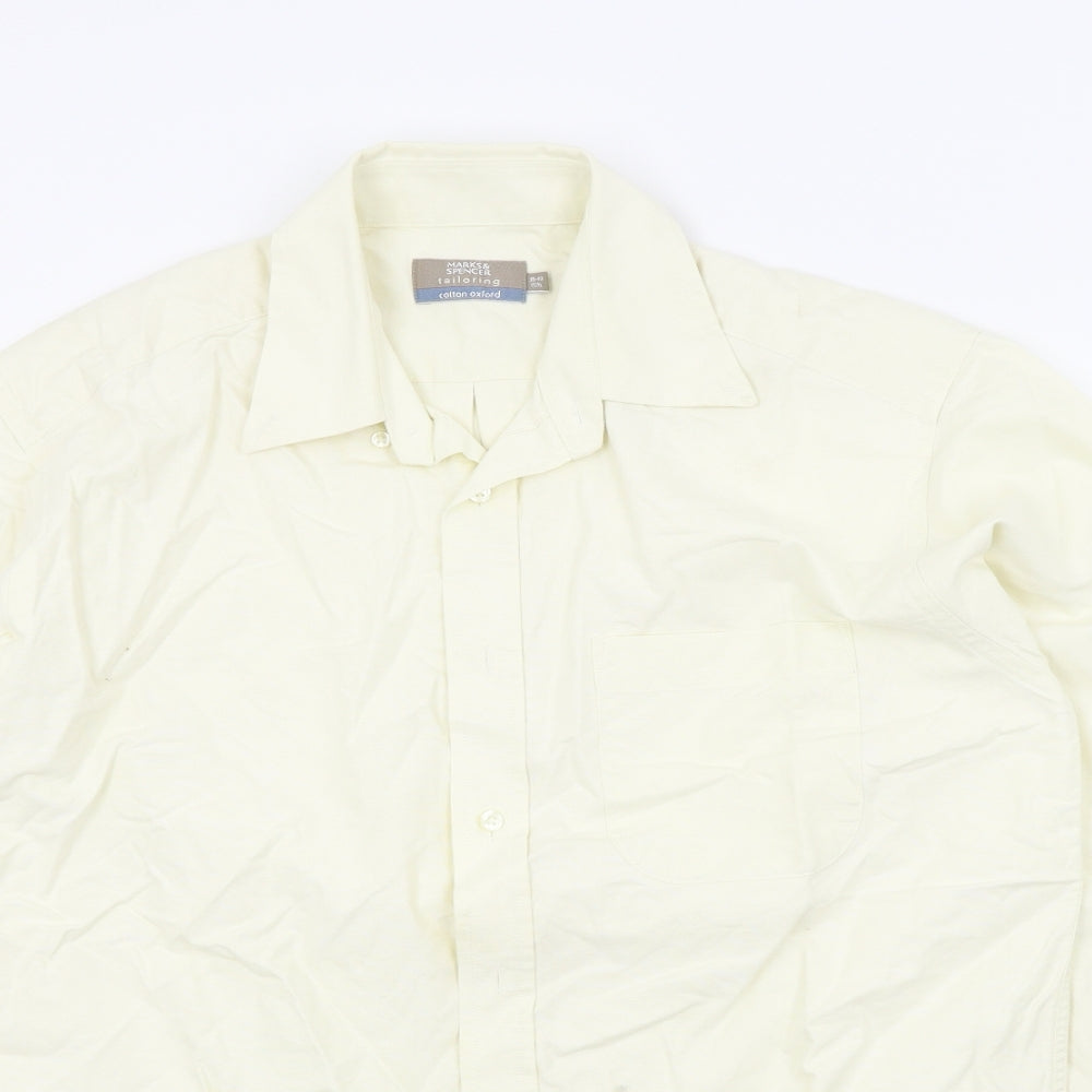 Mens UK Size 38 M&S Beige  Button-Up Long Sleeve Casual Shirt