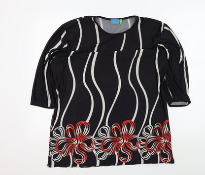 KOOPOL Womens Black Geometric  Basic T-Shirt One Size