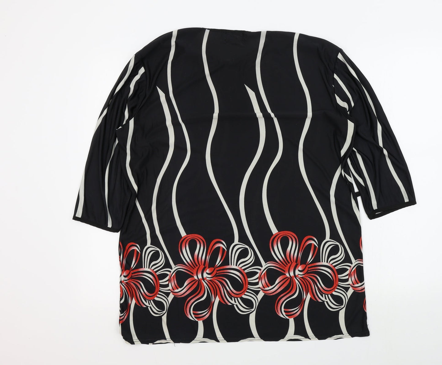 KOOPOL Womens Black Geometric  Basic T-Shirt One Size