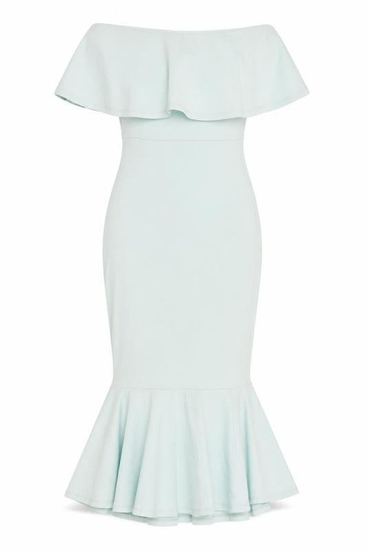 Front view of ASOS women’s blue colourblock a-line, size UK 6