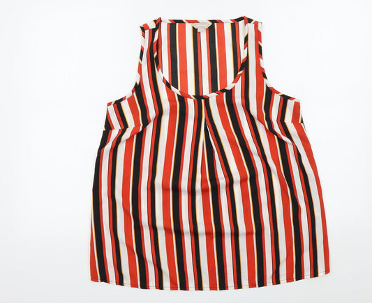 Anthology Womens Orange Striped  Basic T-Shirt Size 10