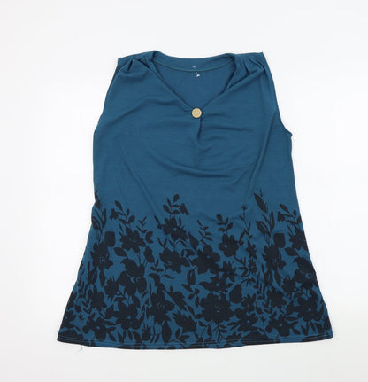 Womens UK Size S Preworn Blue Basic T-Shirt