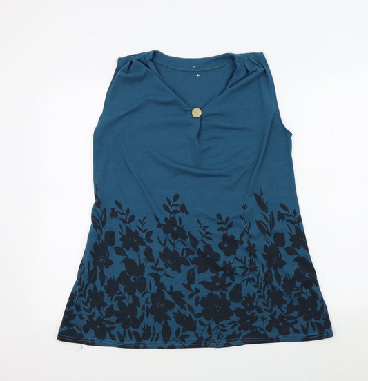 Womens UK Size S Preworn Blue Basic T-Shirt