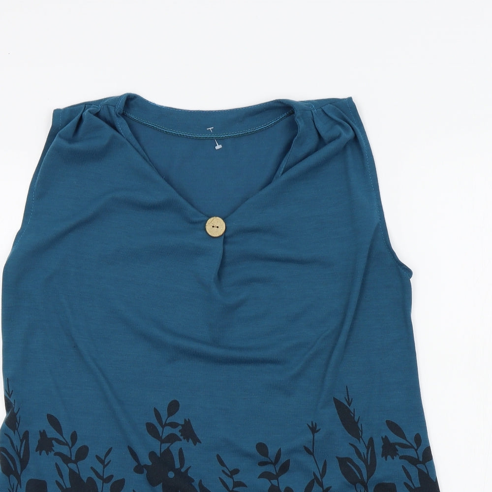 Womens UK Size S Preworn Blue Basic T-Shirt