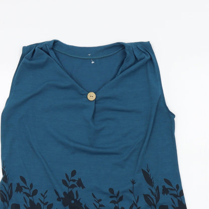 Womens UK Size S Preworn Blue Basic T-Shirt